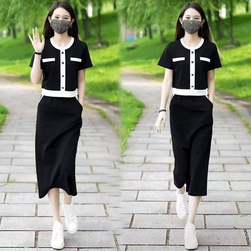 休闲运动服套装女2026夏季新款爆款短袖半身裙两件套洋气减龄时髦图片