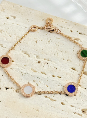 Bvlgari 宝格丽ML号玫瑰金四色圆饼手链 正品保真 支持鉴定