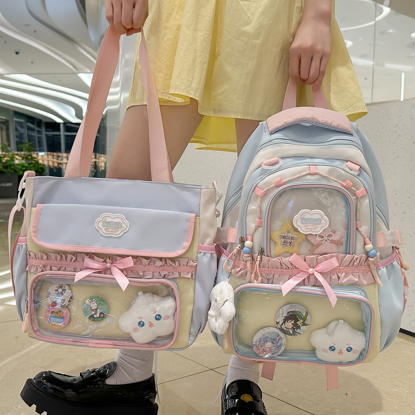 透明痛包女孩书包初中女生小学生儿童大容量背包补习袋高中双肩包