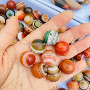 厂家批发天然阿拉善玛瑙散珠DIY配件隔珠多色多彩纹理缠丝玛瑙