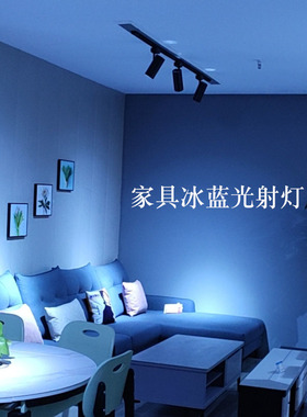 冰蓝光射灯led轨道灯 家纺布艺沙发软床软装家具展厅冷光淡蓝聚光