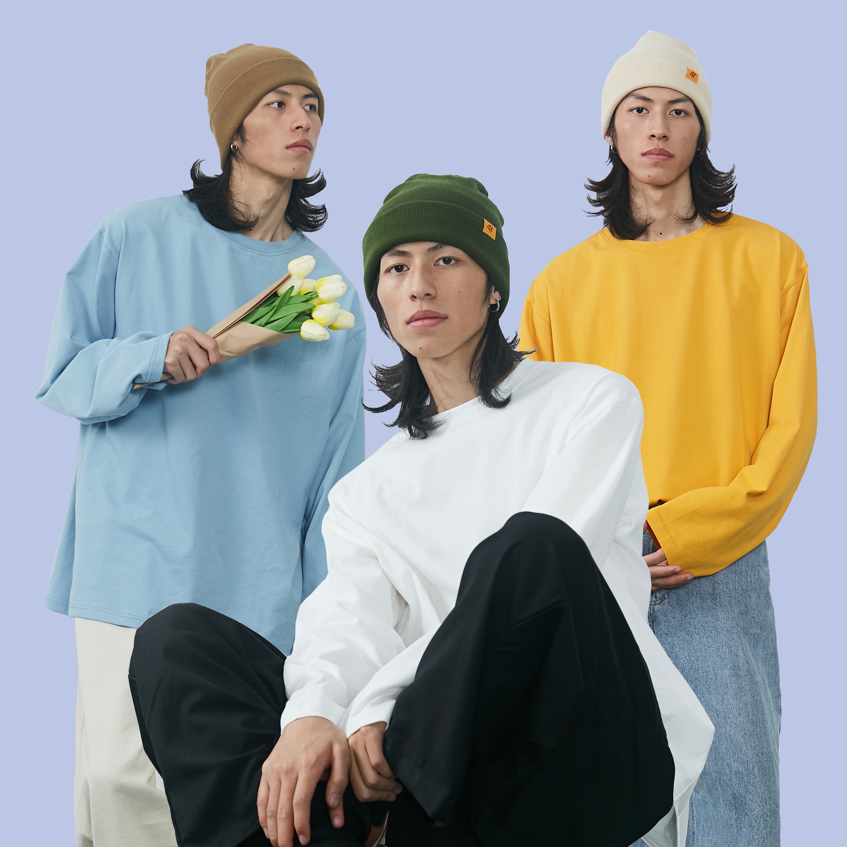 SONG41日系复古三色基础百搭潮初秋纯色纯棉亲肤宽松打底长袖