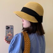 夏天草帽女日系宽檐遮阳防晒蝴蝶结极简法式 长期主义 折叠帽子