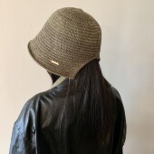 春夏新款 复古百搭文艺气质盆帽潮 系带后开叉针织渔夫帽女ins韩版
