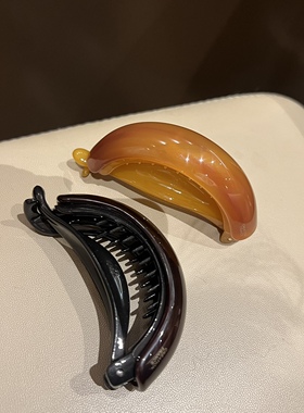 初秋韩国进口焦糖咖简约气质高马尾扣后脑勺发夹头饰扭扭香蕉夹