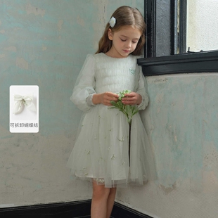 女中大童连衣裙2025春装新款女童洋气长袖裙子网纱公主裙