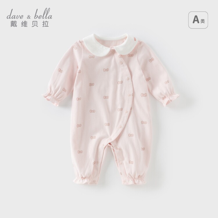 Hello Kitty联名DAVE＆BELLA幼儿纯棉连体衣2025新款春装婴儿爬服