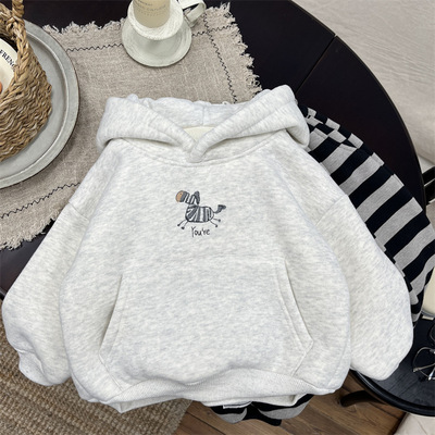 男童加绒卫衣一体绒连帽冬款