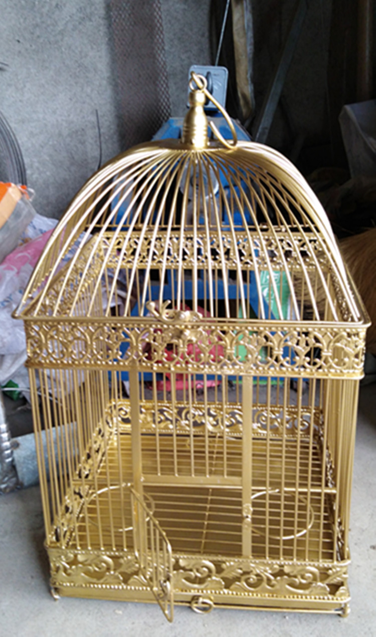 金色铁艺养鸟笼八哥鹦鹉画眉虎皮鸟笼