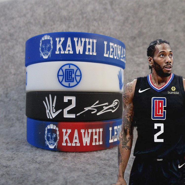 快船队2号篮球球星伦纳德头像宽款硅胶夜光手环熔岩混色腕带球迷