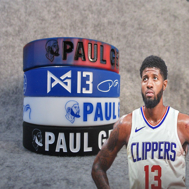 快船队13号篮球球星乔治头像宽款硅胶夜光手环熔岩混色腕带球迷