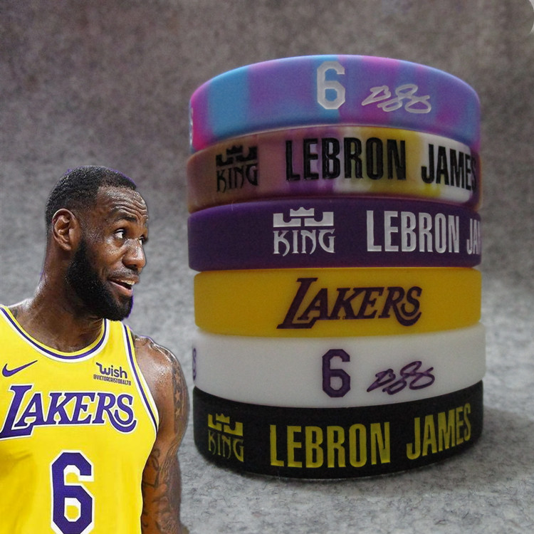 篮球星湖人6号詹姆斯签名运动手环硅胶夜光腕带球迷饰品科比威少