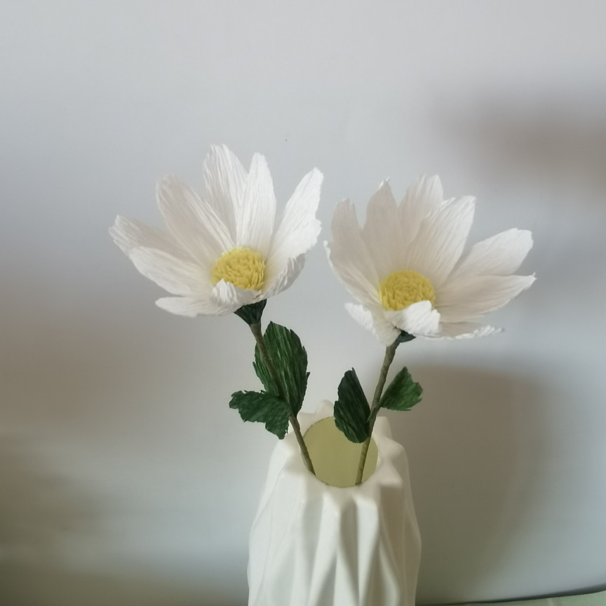 小雏菊皱卷纸花成品手工皱纹纸劳技课手工作业纸艺花diy褶皱纸花
