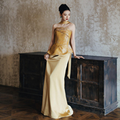 新中式 高端回门答谢宴敬酒 金色晨袍女新娘国风订婚礼服裙2026新款