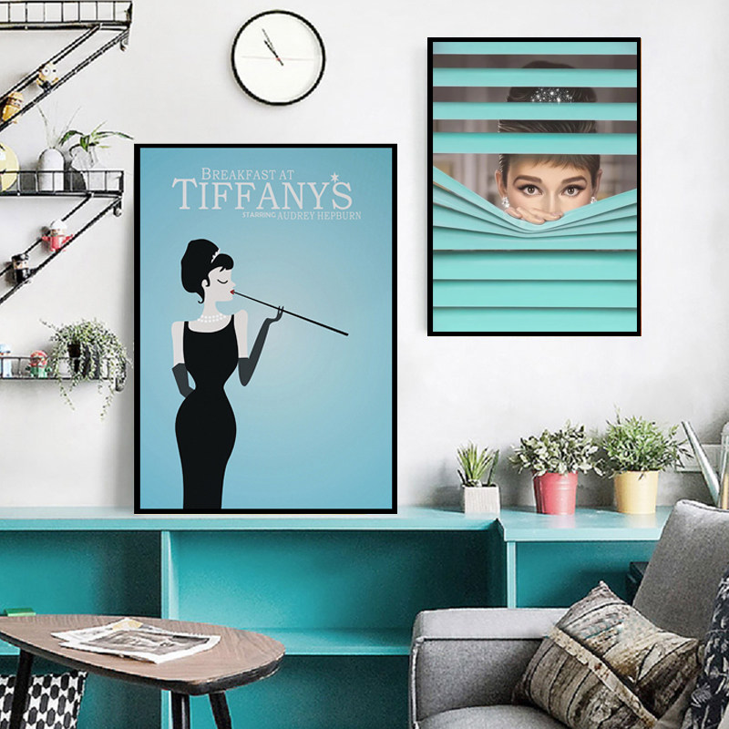 蒂芙尼蓝blue香水瓶样板间客厅卧室赫本电影海报服装女装装饰挂画