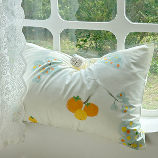 有年味 柿柿如意 国风新中式全棉单人枕套48*74纯棉斜纹枕袋定做