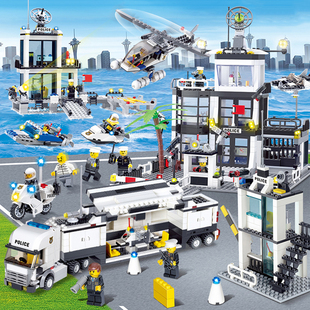 2025新款儿童益智力拼装积木城市警察系列小颗粒指挥卡车玩具模型