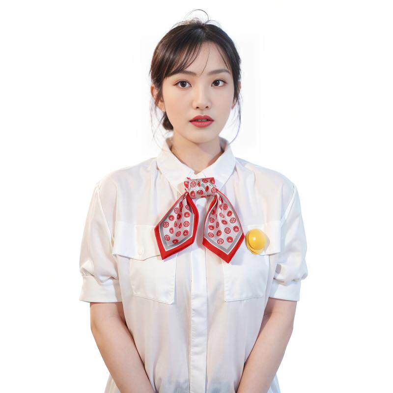 免打花丝巾女春秋薄款围巾搭配衬衫飘带2024新款广东工商银行领花