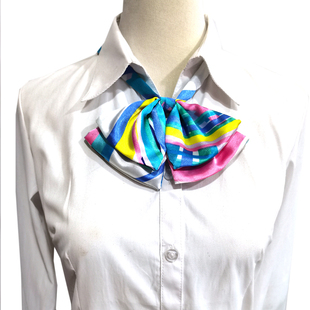 浙江省农商银行农信临安农商银行女士职业丝巾条纹双层领花制服蝴