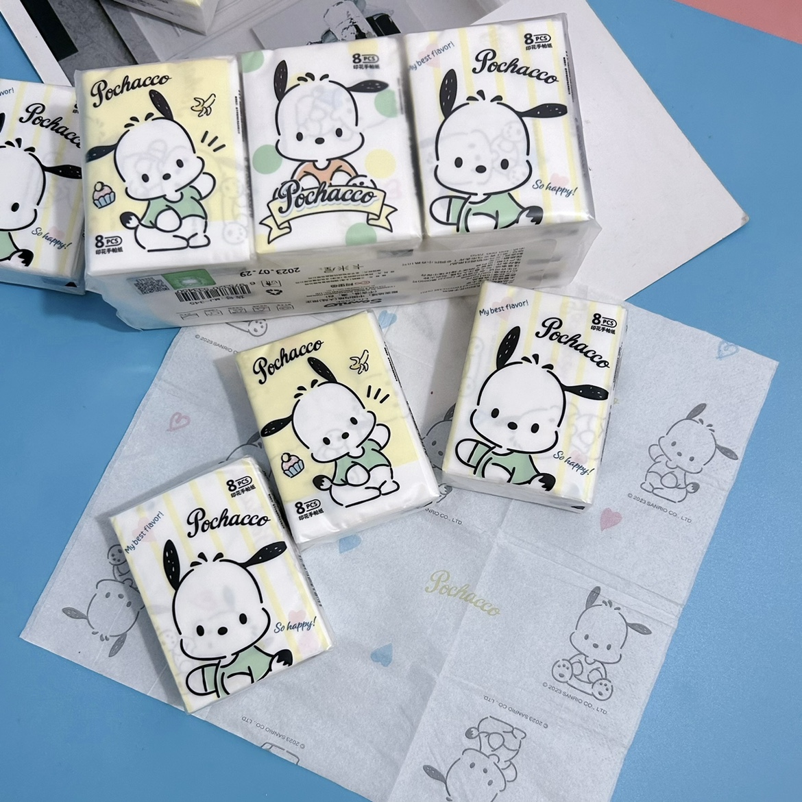 印花手帕纸黄色帕恰狗印花纸巾学生便携小包面巾纸卫生纸餐巾纸