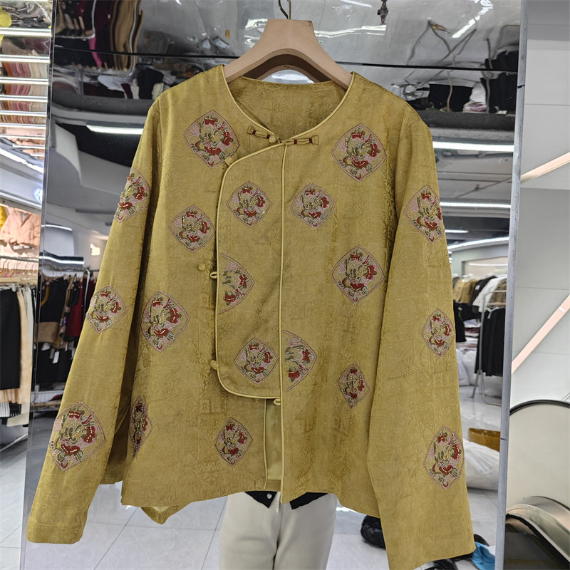 2026春装新中式国风花卉刺绣短外套女圆领盘扣宽松上衣复古女装,女装/女士精品,短外套,淘宝优惠券,粉丝福利购,淘宝优惠卷