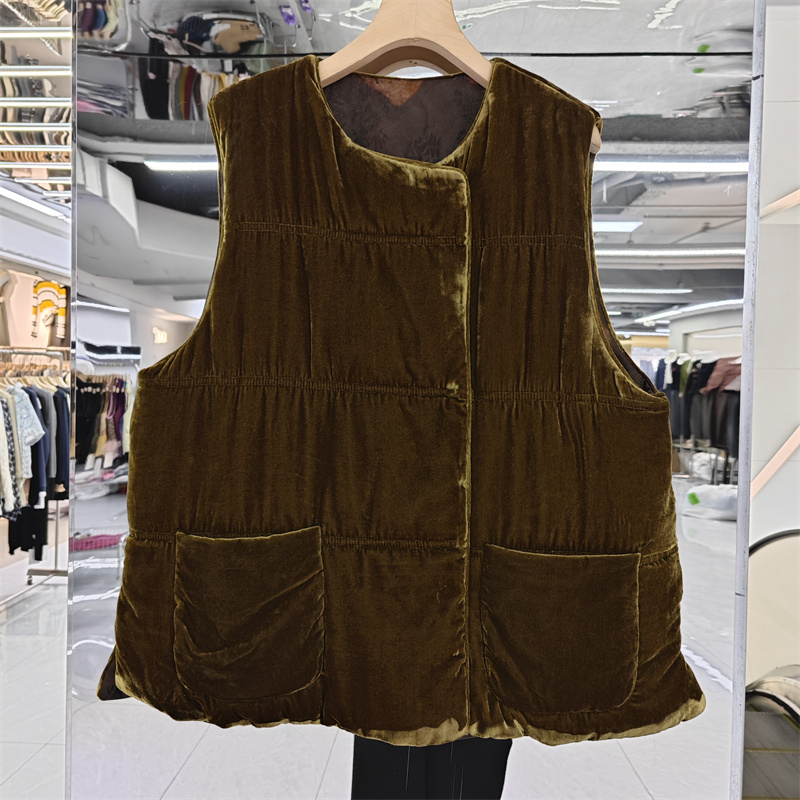 2025冬新款丝绒马甲女短款AB面两面穿坎肩背心外套保暖加厚百搭潮