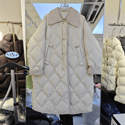 翻领中长款羽绒服女加厚保暖