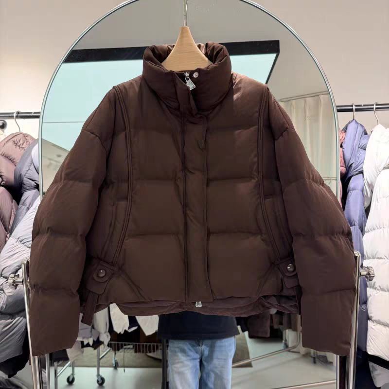 2025冬装新款短款立领白鹅绒羽绒