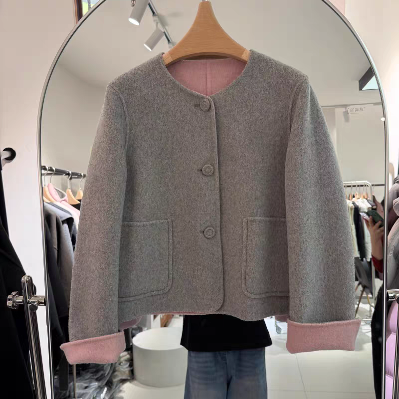 2025冬新款双面羊绒大衣短款