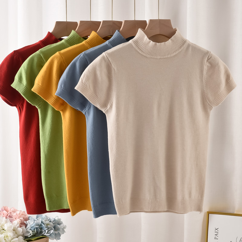 半高领t恤韩版基础款打底薄织衣