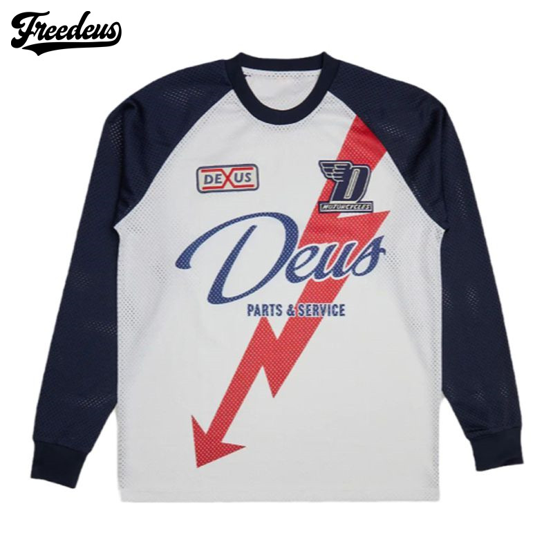 安宥真同款deus摩托车骑行速干衣长袖网眼透气圆领林道越野速降服