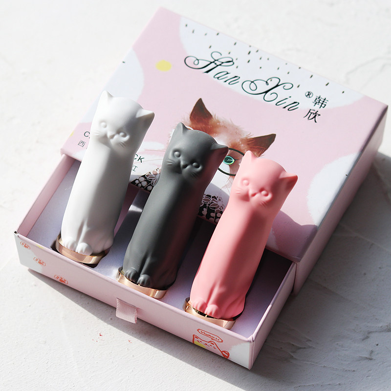 超可爱的猫咪口红唇膏套装平替小众不易沾杯学生款持久防水正品女
