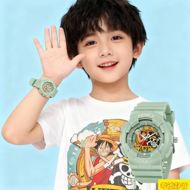 韩版ins风高颜值学生运动手表男海贼王联名同款防水电子石英表女