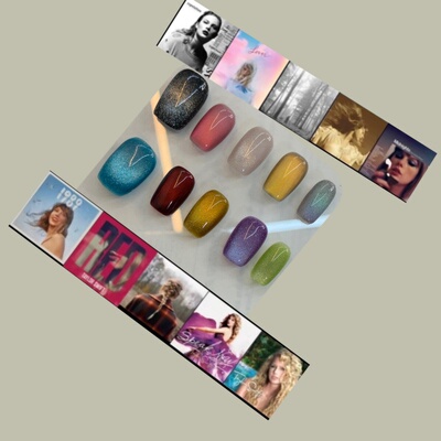 霉霉泰勒同款美甲 穿戴甲TaylorSwift世界巡演彩色全猫眼