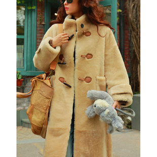 百分百羊皮皮毛一体大衣加厚外套皮毛大衣长款 外套宽松休闲大衣