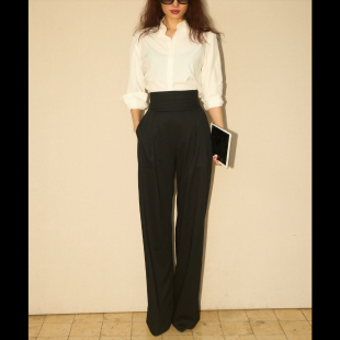 羊毛薄款 两件套装 春夏百搭职业西装 白衬衣长裤 裤 LISAYU高腰细裤