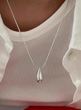 欧美复古银色水滴项链女轻奢高端小众级设计感极简约精致锁骨颈链