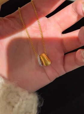 法式复中古拉丝跑环路路通项链轻奢高端小众级精致百搭时尚锁骨颈