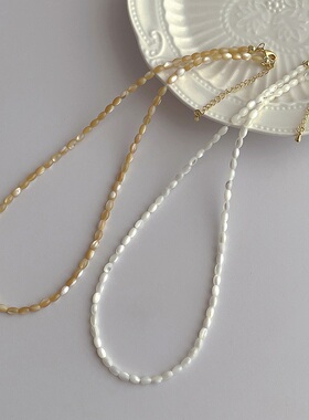 天然淡水贝壳米珍珠项链轻奢高端小众级设计感气质名媛时尚锁骨颈