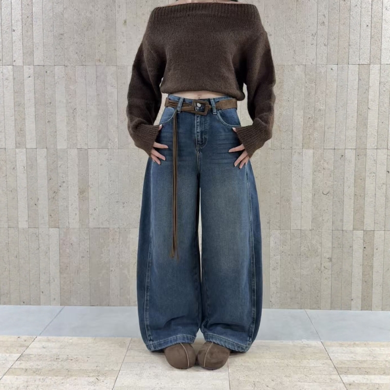 ZM流苏腰带简约时尚牛仔裤女秋潮