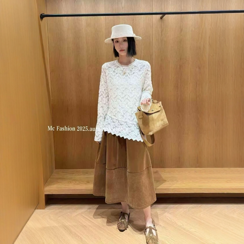 网纱透视刺绣蕾丝长袖t恤女2025秋季新款欧洲站时尚百搭打底衫潮