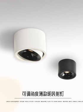 圆形明装可调超薄射灯 led吸顶防眩免开孔家用酒店过道个性创意灯