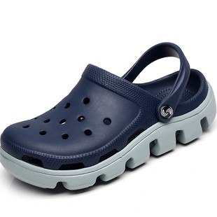 迪特洞洞鞋男士夏季包头沙滩鞋女厚底防滑凉拖鞋圆头外穿学生凉鞋