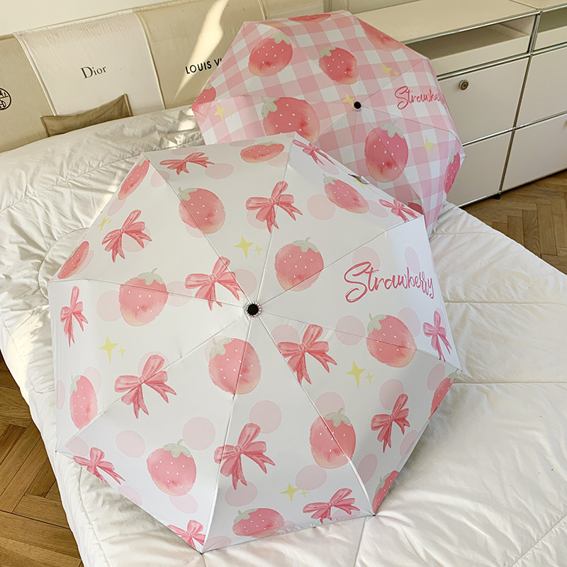 卡通头像两用伞 太阳伞遮阳伞女折叠晴雨伞两用防晒黑胶