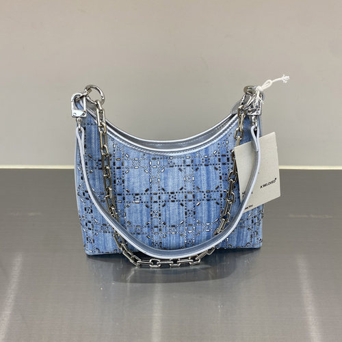 牛仔布烫钻包包轻奢小众链子