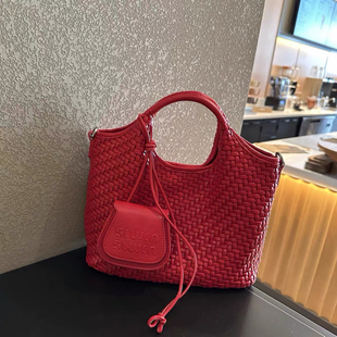 新款塞林维斯编织水桶包女高级感小众手提子母大容量单肩包斜挎
