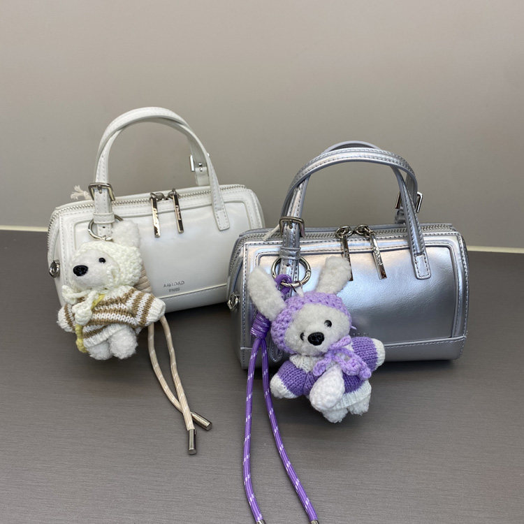 2026新款时尚油蜡皮保龄球包包小众设计手提枕头包链子单肩斜挎包,箱包皮具/热销女包/男包,小方包,淘宝优惠券,粉丝福利购,淘宝优惠卷