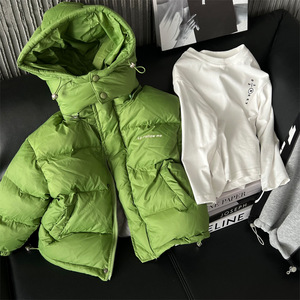 儿童冬装加厚羽绒服冬季新款童装男童牛油果绿保暖上衣外套白鸭绒