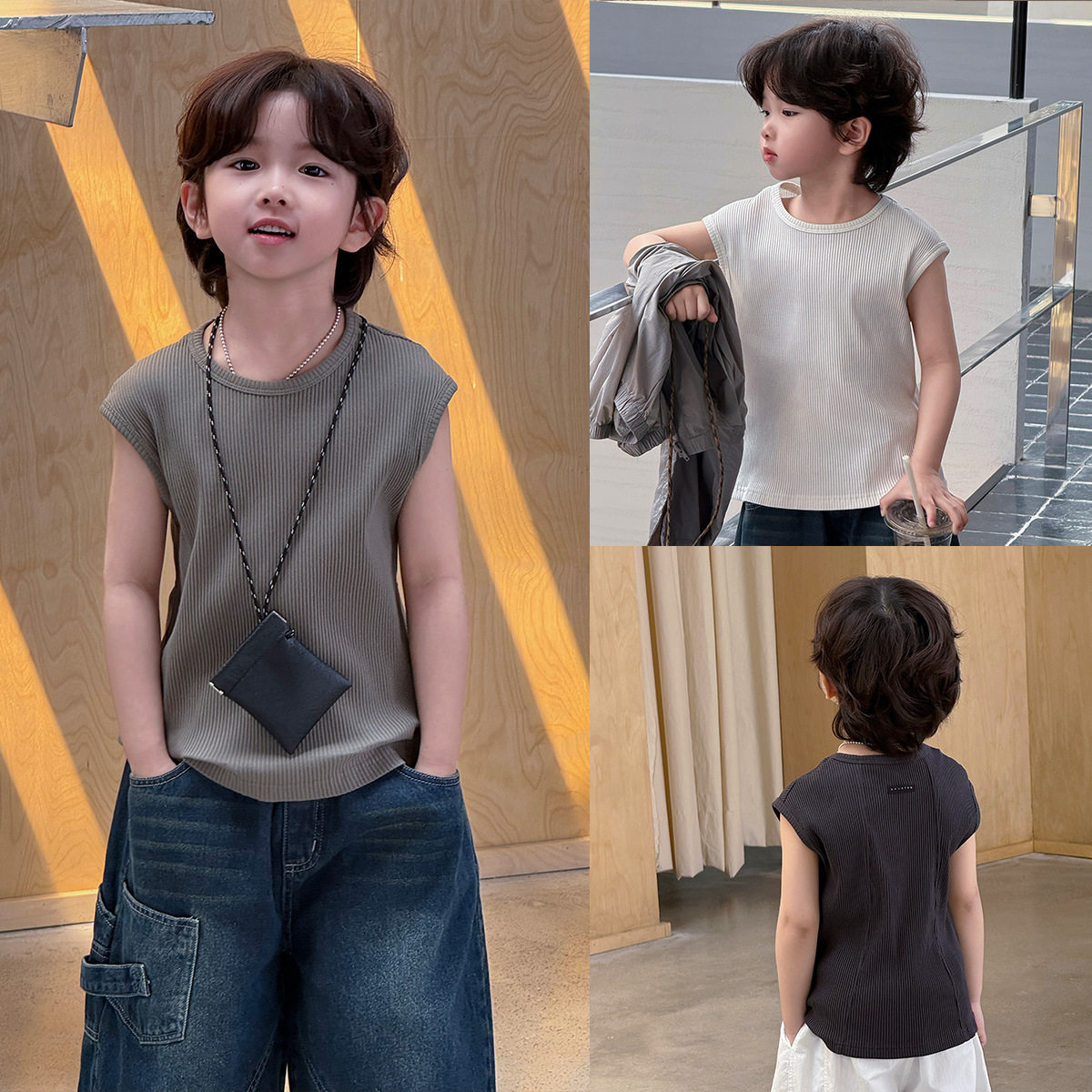 男童简约纯色棉背心 2025夏季新款薄款舒适透气上衣儿童无袖T恤潮,童装/婴儿装/亲子装,背心吊带,淘宝优惠券,粉丝福利购,淘宝优惠卷