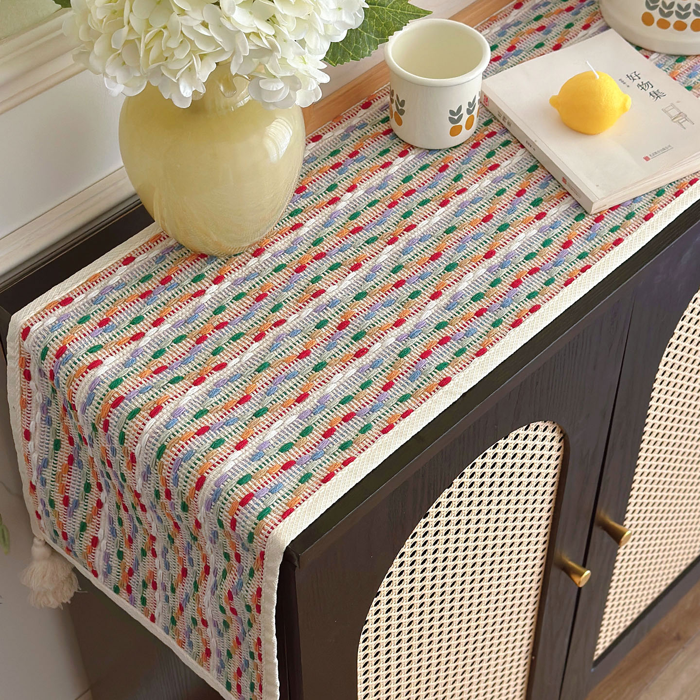 ins风多巴胺棉线编织桌旗